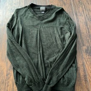 Joseph A. Bank NWOT Men’s Olive/Merino Wool V‑Neck Sweater Medium Classic Knit